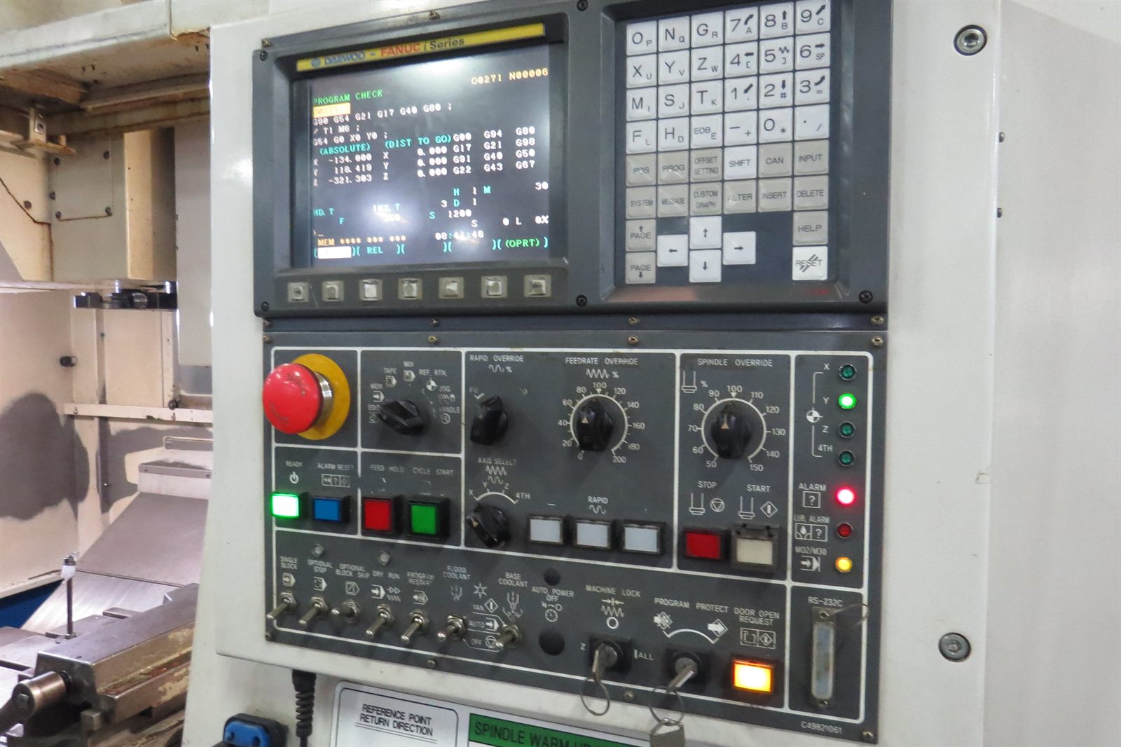 Painel de comando CNC na Modelo
